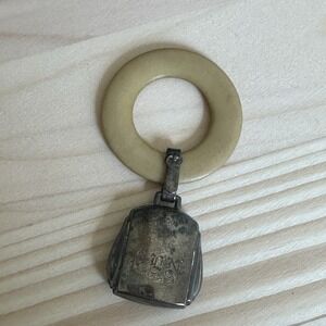 Antique Webster‎ Baby Rattle Bell Teething Ring 3 Inch Sterling Monogram 13.0g
